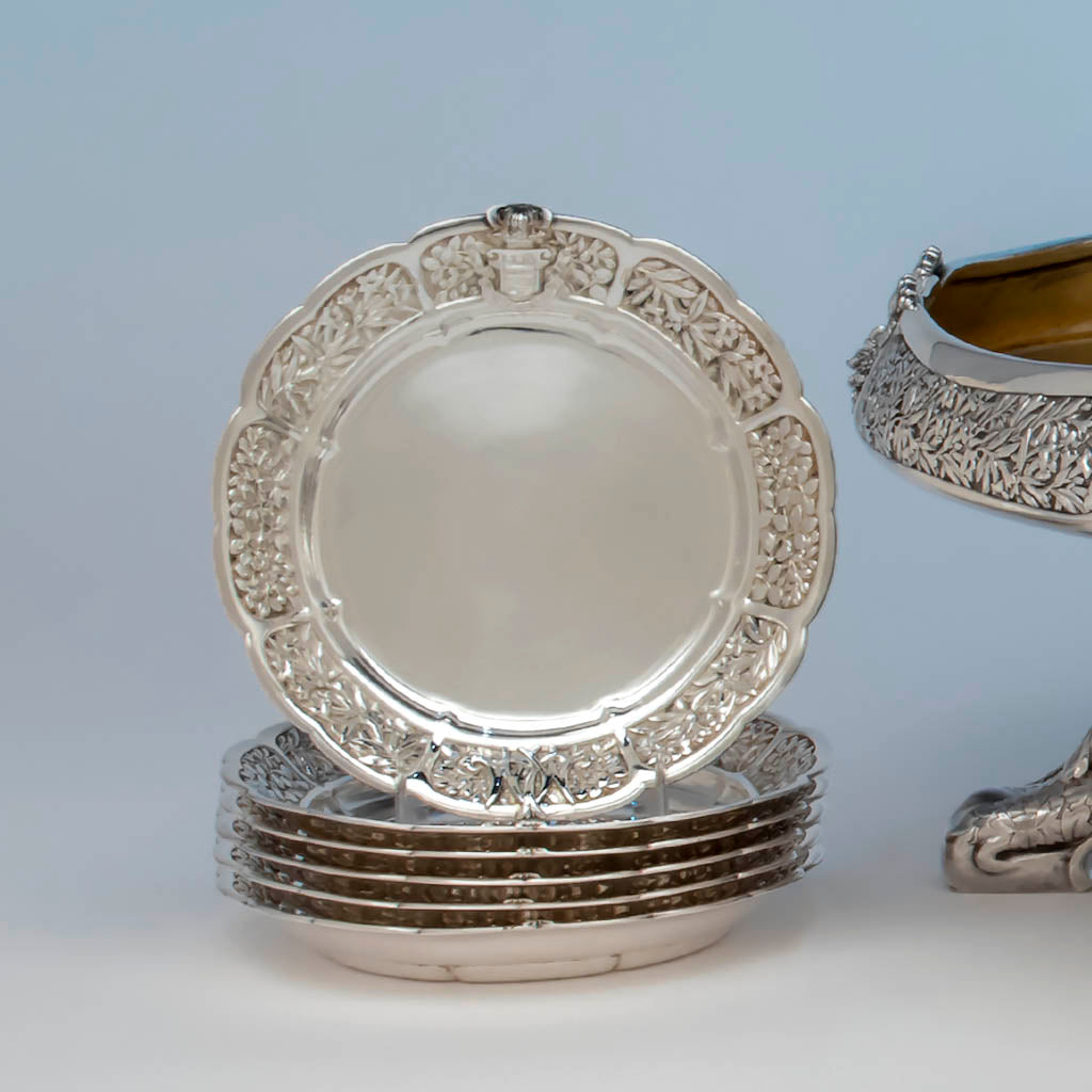 Tiffany &amp; Co. Parcel Gilt Antique Sterling Ice Cream Service from The Mackay Service, NYC, c. 1878, Exhibited at the Paris 1878 International Exposition