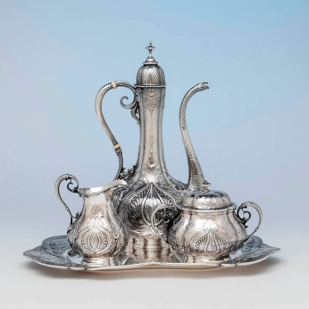 Gorham Antique Sterling Silver Black Coffee Service, Providence, RI, 1896-97