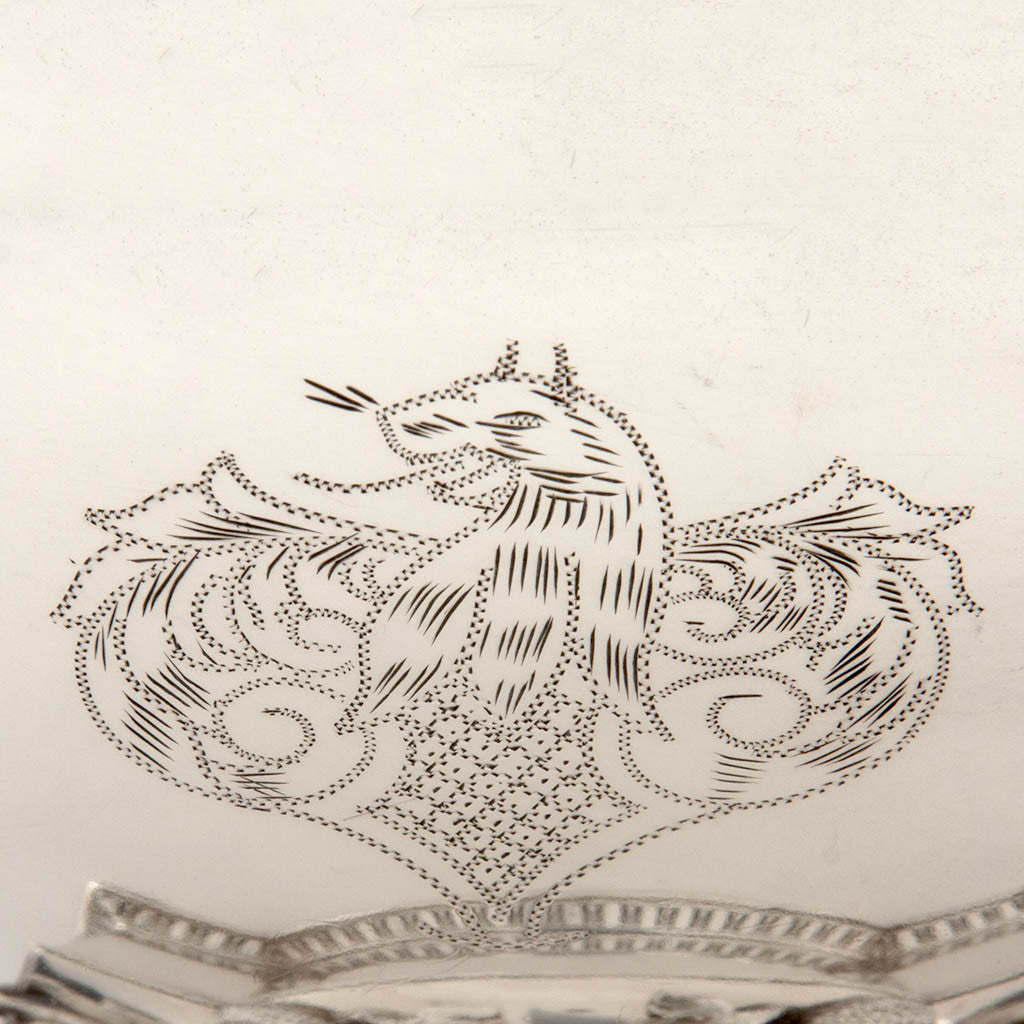 Arms on Gorham Special Order Antique Coin Silver Figural Punch Bowl, Providence, RI, c. 1867