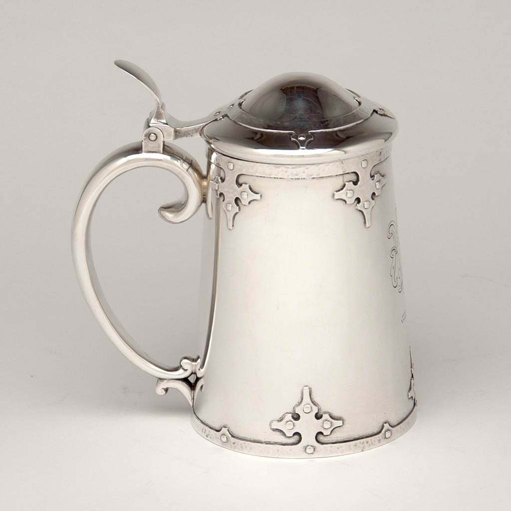 Shreve & Co 'Fourteenth Century' Sterling Silver Covered Tankard, San Francisco, c. 1909