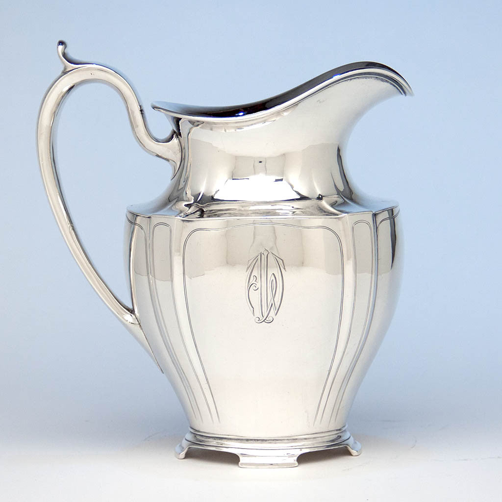 Arthur Stone Arts & Crafts Sterling Silver Decorated Water Pitcher, Gardner, MA, c. 1920's