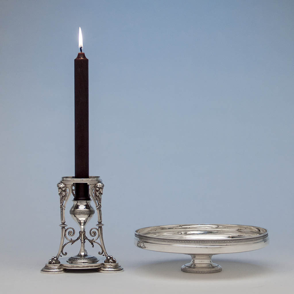 Converted dish stand of Tiffany &amp; Co Antique Sterling Silver Figural Garniture Suite, New York City, 1870-75