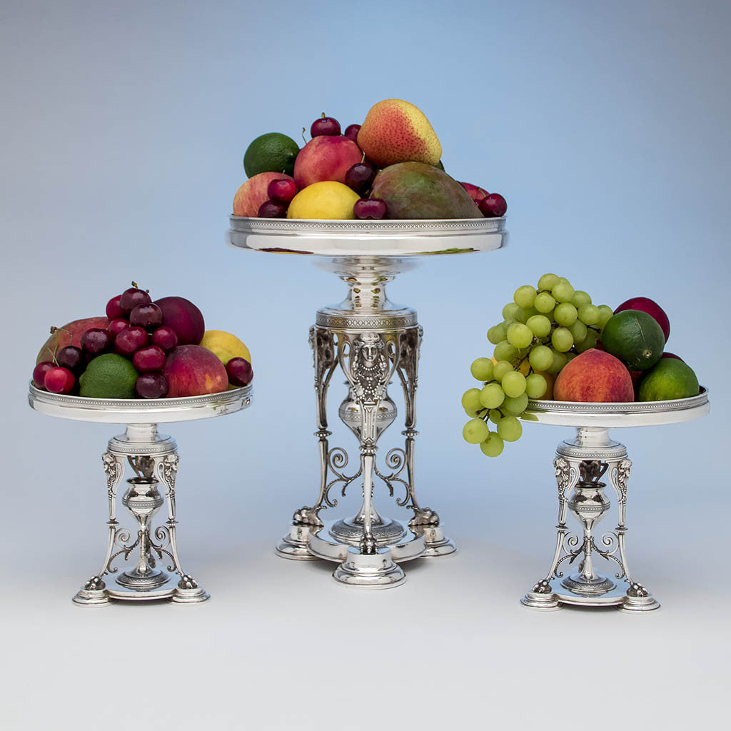 Tiffany & Co Antique Sterling Silver Figural Garniture Suite, New York City, 1870-75