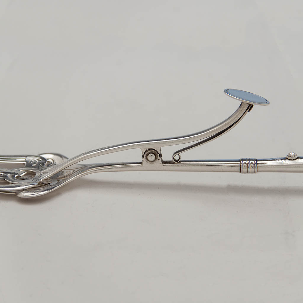 John Wendt (attr.) Figural Ram&#39;s Head Antique Sterling Silver Serving Tongs, retailed by Ball, Black &amp; Co., New York City, c. 1860&#39;s