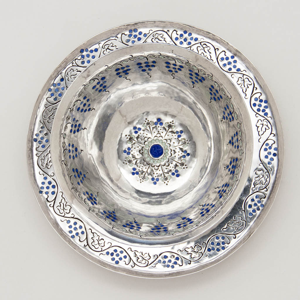 Top view of Mary Knight Arts &amp; Crafts Sterling Silver Mayonnaise Set, Boston or Wellesley Hills, MA, c. 1907