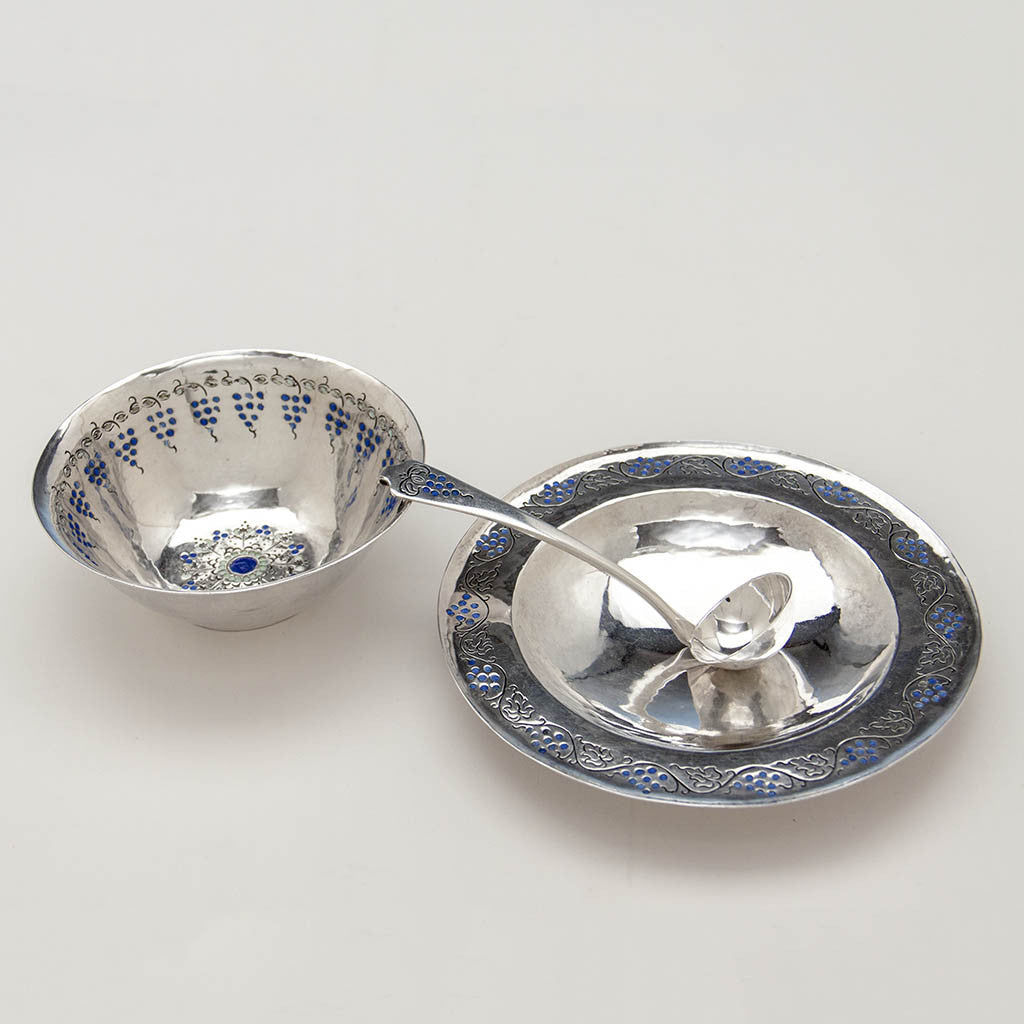 Parts of Mary Knight Arts &amp; Crafts Sterling Silver Mayonnaise Set, Boston or Wellesley Hills, MA, c. 1907