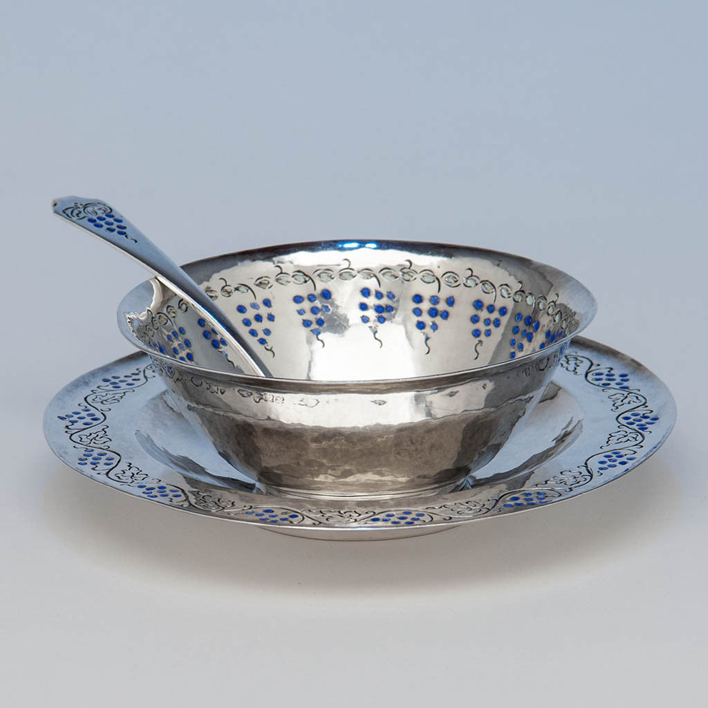 Mary Knight Arts & Crafts Sterling Silver Mayonnaise Set, Boston or Wellesley Hills, MA, c. 1907