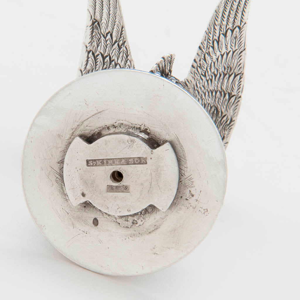 Marks on finial to S. Kirk &amp; Son Antique Sterling Silver Covered Monteith, Baltimore, 1846-61