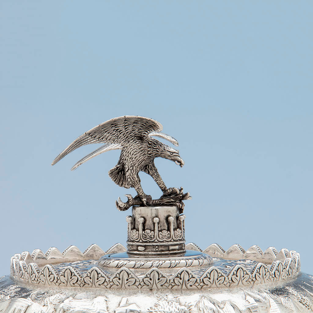 Finial to S. Kirk &amp; Son Antique Sterling Silver Covered Monteith, Baltimore, 1846-61