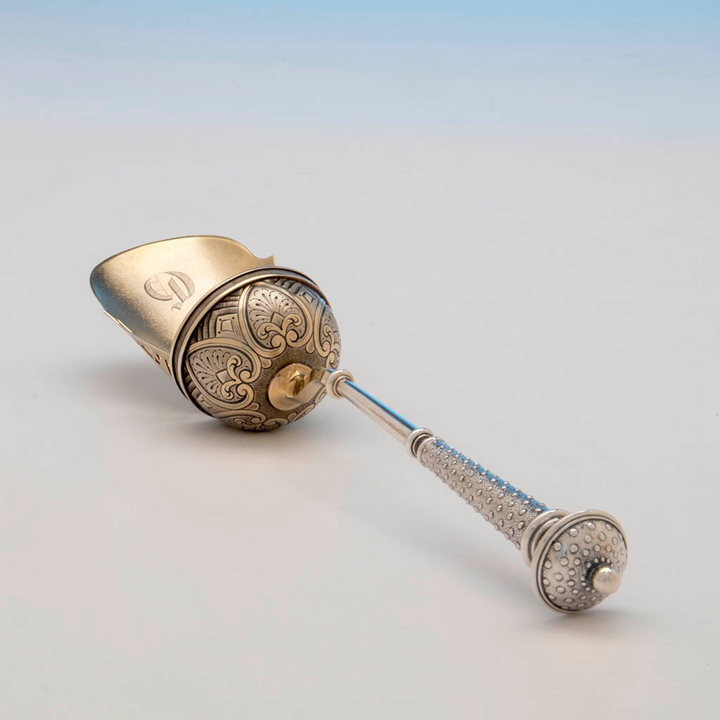 Angle of American Antique Sterling Silver Nut Scoop, c. 1870&#39;s