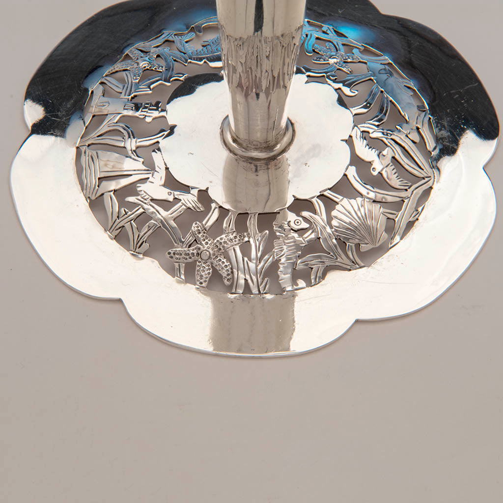 Base detail a of Stavre Gregor Panis Set of Four Sterling Silver Nautical Candlesticks, c. 1930&#39;s