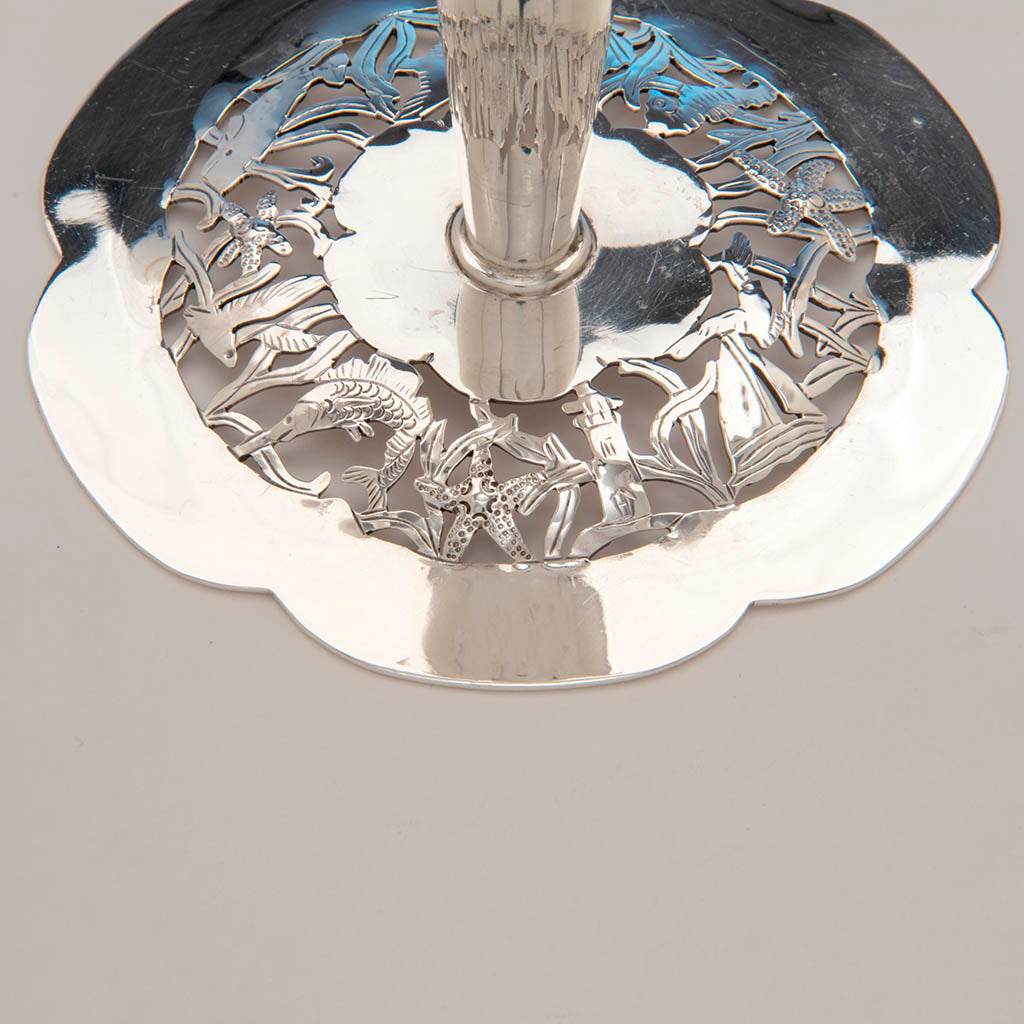 Base detail b of Stavre Gregor Panis Set of Four Sterling Silver Nautical Candlesticks, c. 1930&#39;s