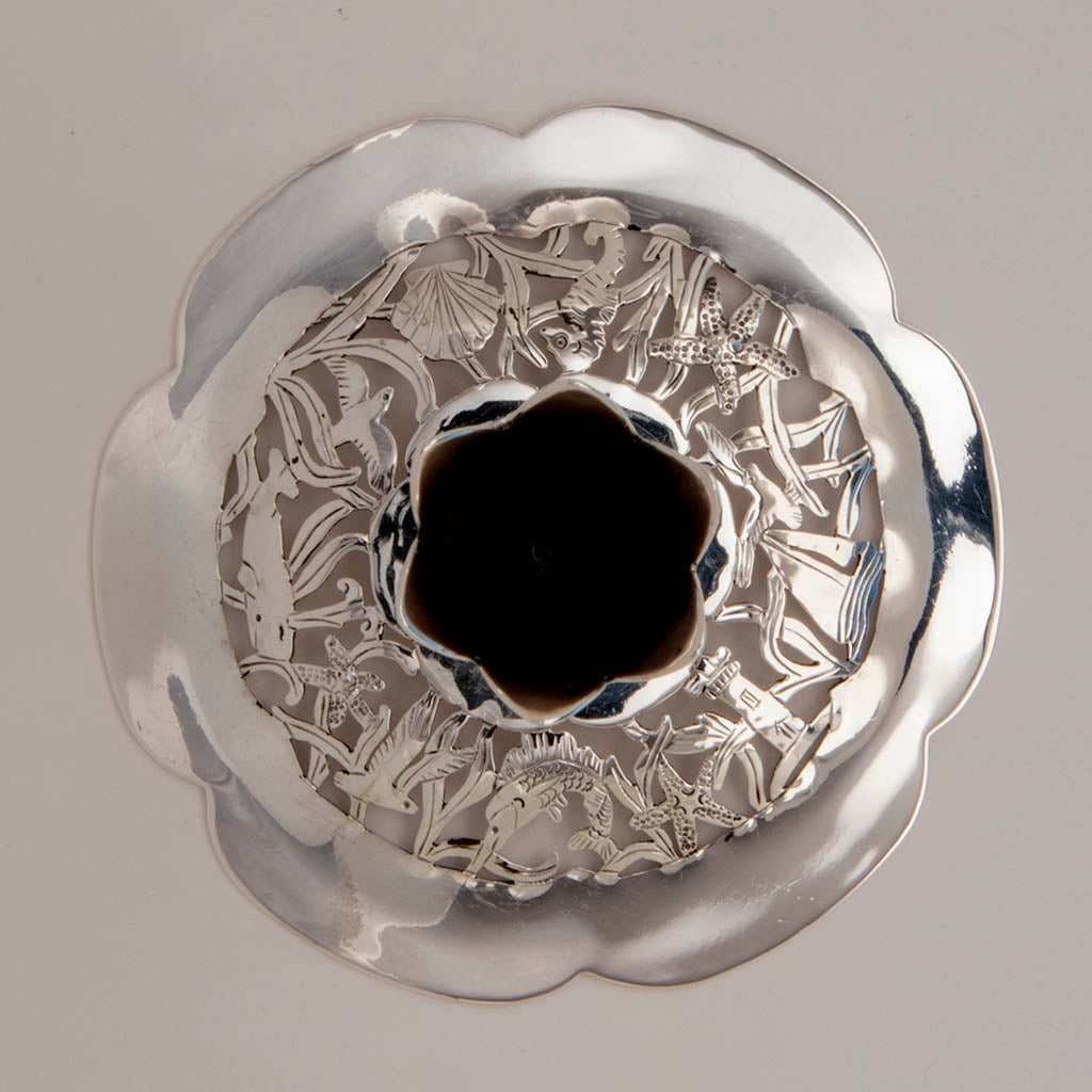 Top view of Stavre Gregor Panis Set of Four Sterling Silver Nautical Candlesticks, c. 1930&#39;s