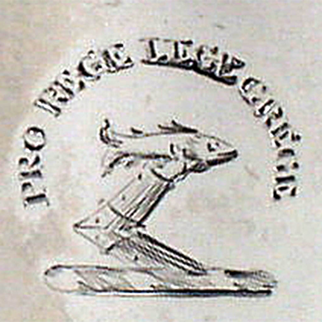 Motto and crest on George McHattie (possibly) Scottish Sterling Traveling Jug with Ivory Handle, Edinburgh, c. 1808