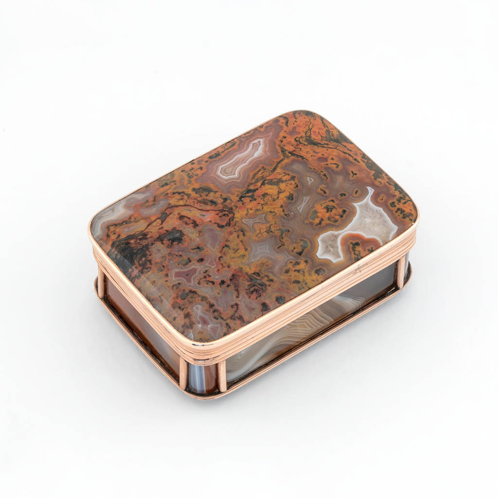 George IV Pink Gold &amp; Agate Snuff Box, British, c. 1820