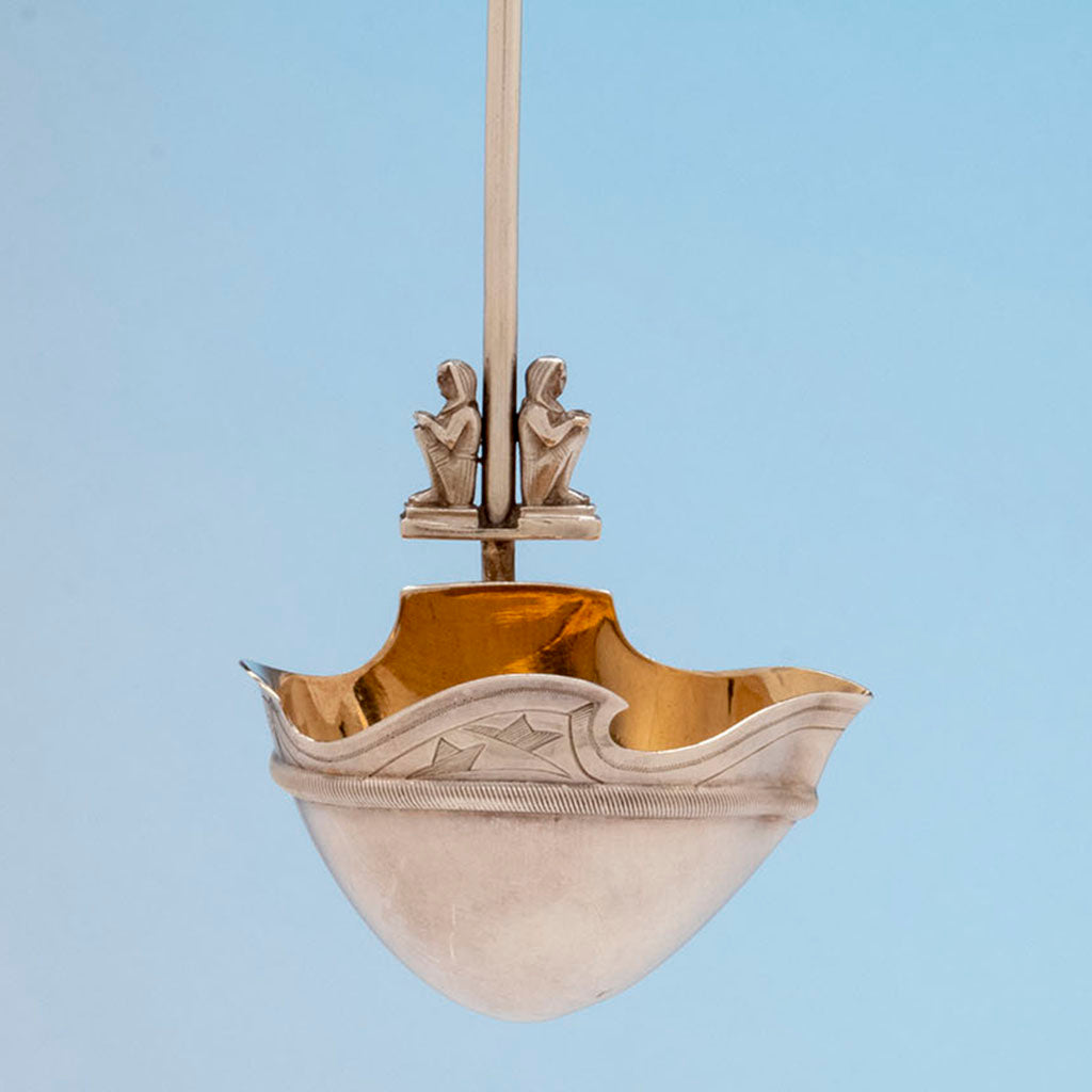 Detail of Gorham Antique Sterling Silver Egyptian Cream Ladle, Providence, RI, c. 1870