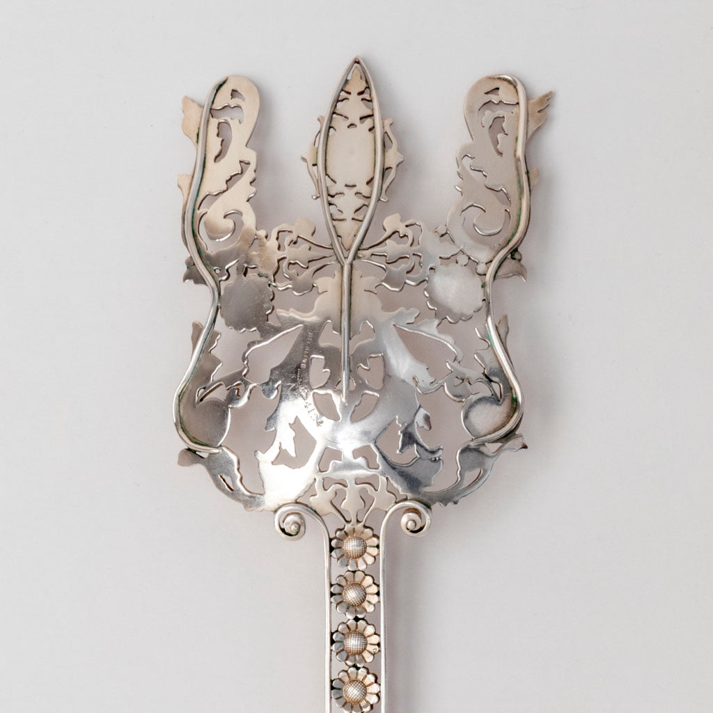 Construction details of the Shiebler Antique Sterling Silver Serving Fork, NYC, c. 1890s