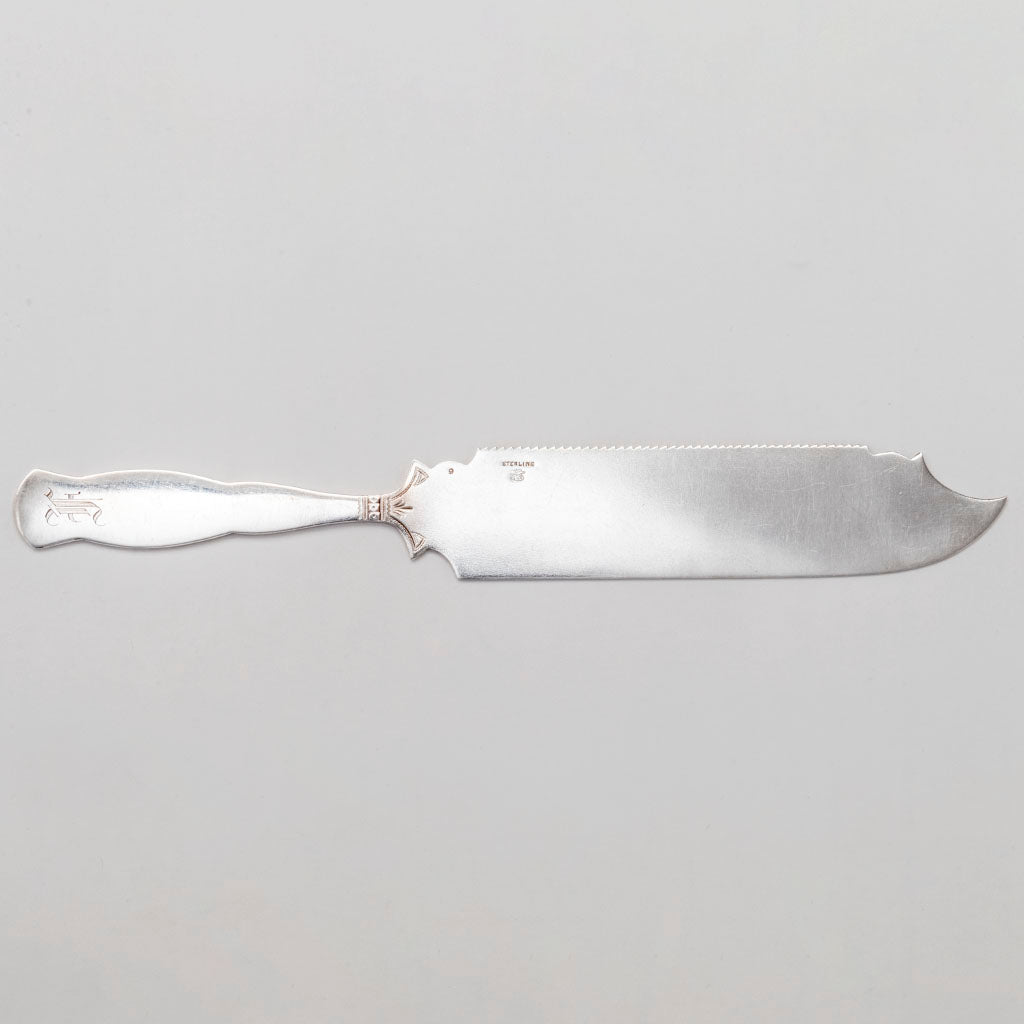 Reverse of the Knowles Rose Pattern Antique Sterling Silver Cake Saw, Providence, c. 1890