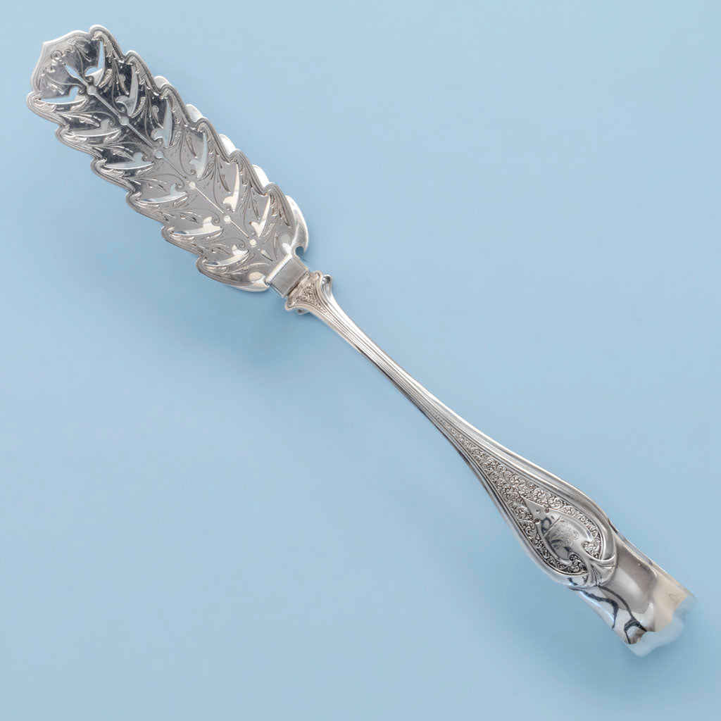 John Wendt "Florentine" Pattern Antique Sterling Silver Asparagus Tongs, NYC, c. 1870s