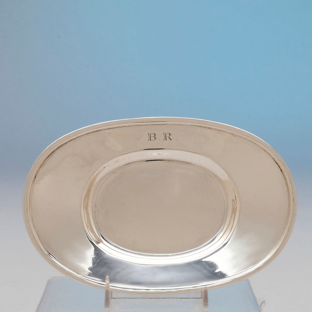 Arthur Stone Arts and Crafts Sterling Silver Sauce Boat with Tray, Gardner, MA, 1912
