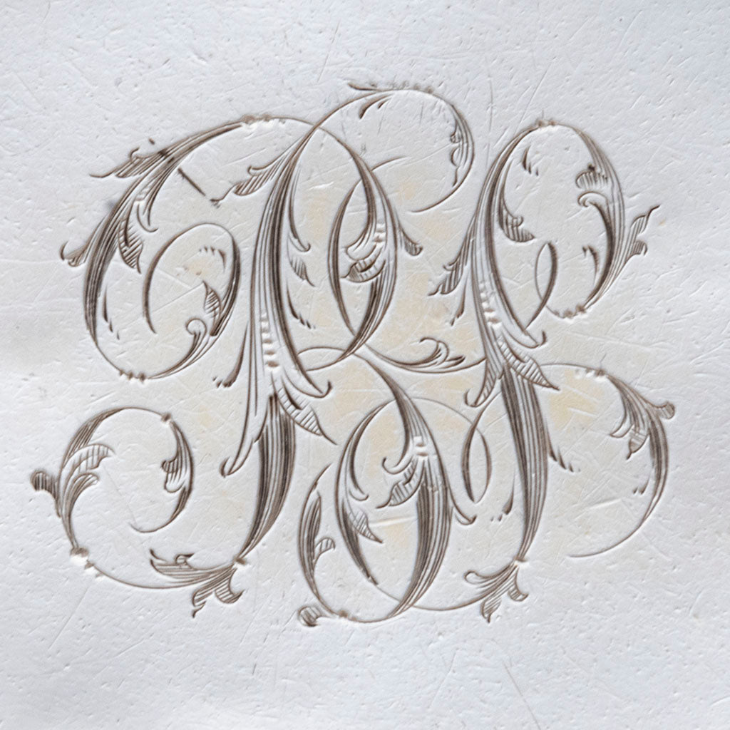 Monogram on Dominick &amp; Haff Pair of Antique Sterling Silver Wine Coasters, New York City, NY, 1888