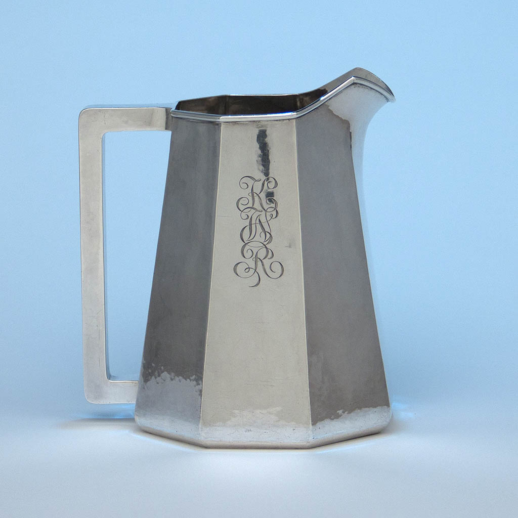 The Kalo Shops Hand Wrought Sterling Silver Arts &amp; Crafts Pitcher, Chicago, Illinois - 1916
