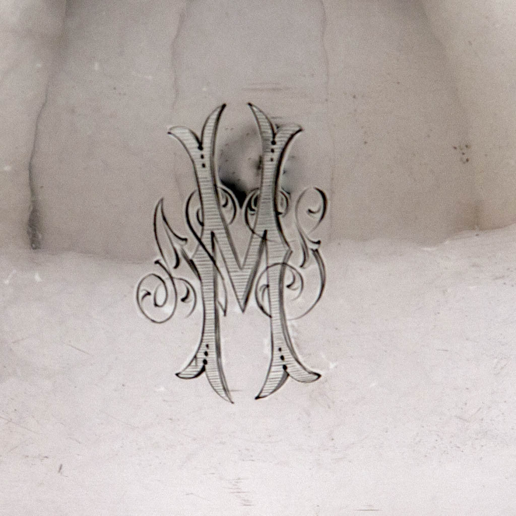 Monogram on The Kalo Shop Hand Wrought Sterling Silver Arts &amp; Crafts Pitcher with Original Tray, Chicago, Illinois - 1920