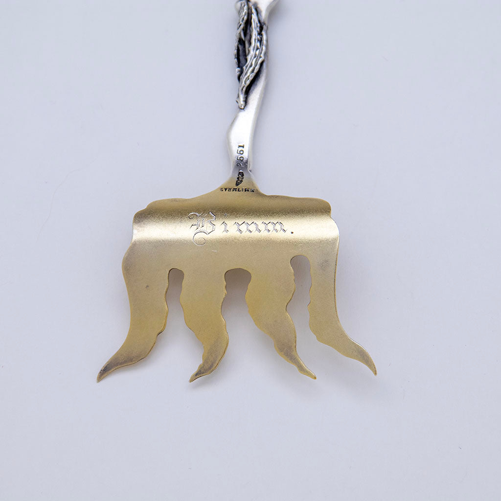 Name on Shiebler Antique Sterling Silver Nautical Sardine Serving Fork, NYC, NY, c. 1880s