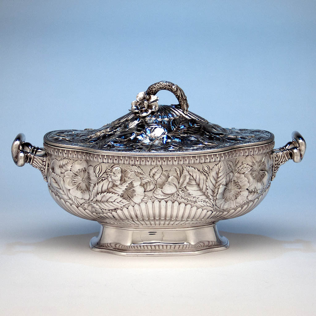 Gorham 'Eglantine' Antique Sterling Silver Aesthetic Movement Covered Tureen, Providence, 1884