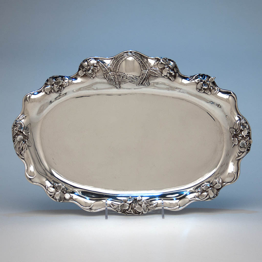 Tiffany & Co Antique Sterling Silver Cactus Design Serving Tray, New York City, c. 1900-02, design attributed to John T. Curran
