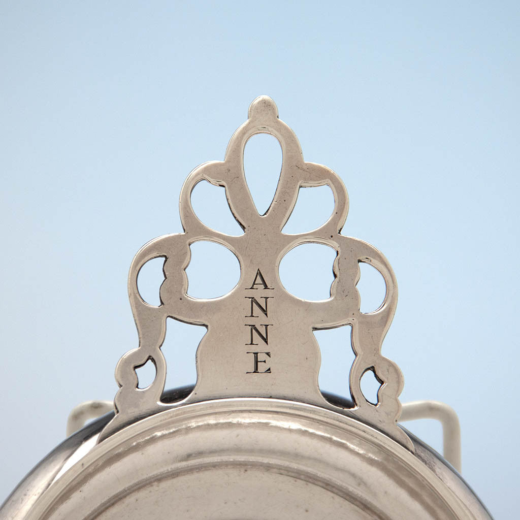 Handle of James T. Woolley Arts &amp; Crafts Sterling Silver Porringer, Boston, 1939