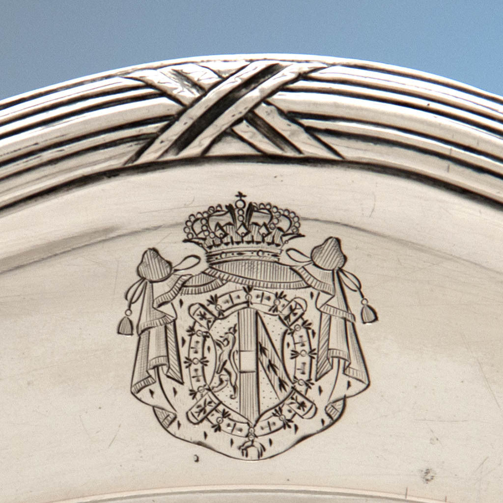 Arms on Ignatz Joseph Würth Antique Austrian Silver Imperial Dinner Plates from the Second Sachsen-Teschen Service, Vienna, 1781