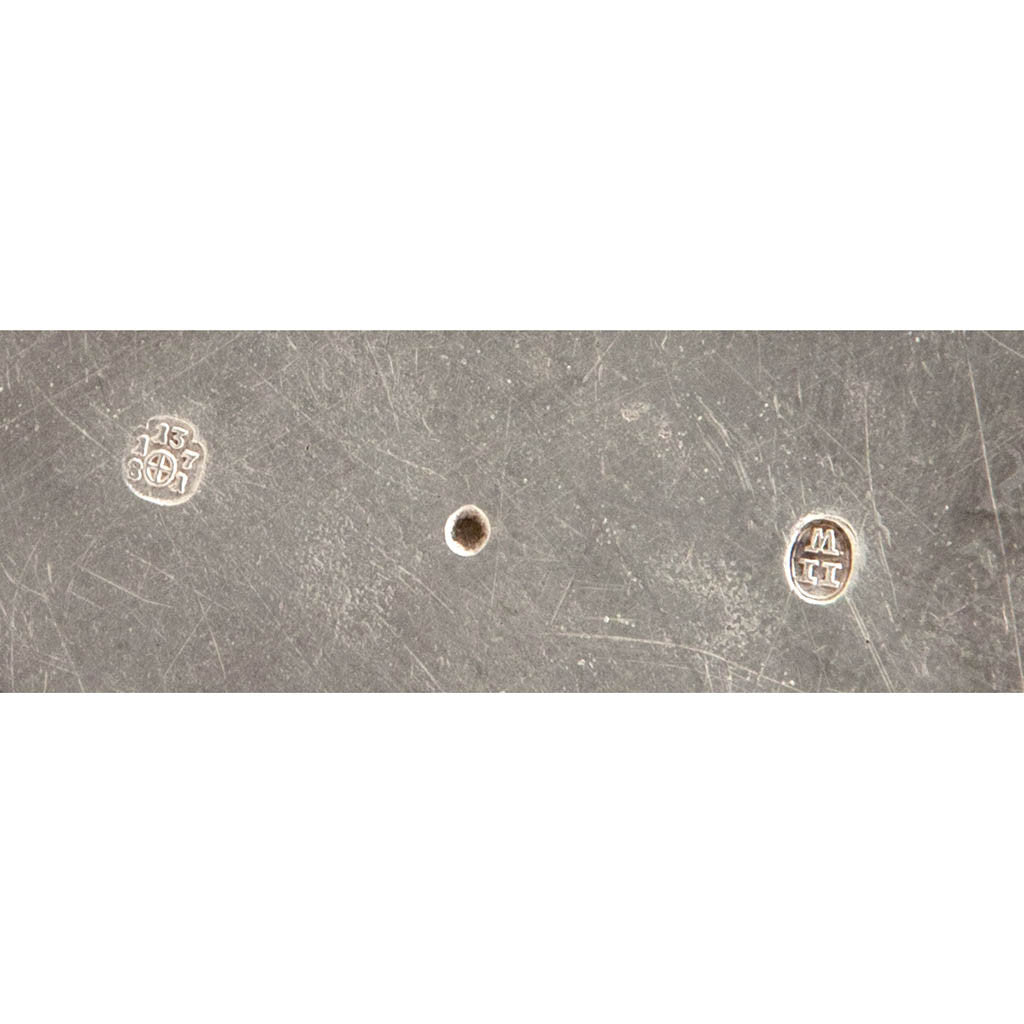 Marks on back of Ignatz Joseph Würth Antique Austrian Silver Imperial Dinner Plates from the Second Sachsen-Teschen Service, Vienna, 1781