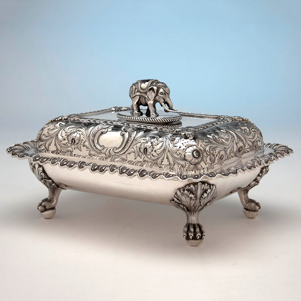 Single Bailey &amp; Co Antique Coin Silver Covered Entree Serving Dishes exhibited at the New York Crystal Palace Exhibition, Philadelphia, 185