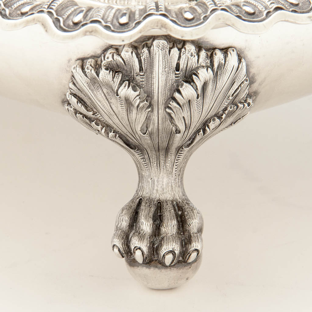 Foot to Bailey &amp; Co Antique Coin Silver Covered Entree Serving Dishes exhibited at the New York Crystal Palace Exhibition, Philadelphia, 1853