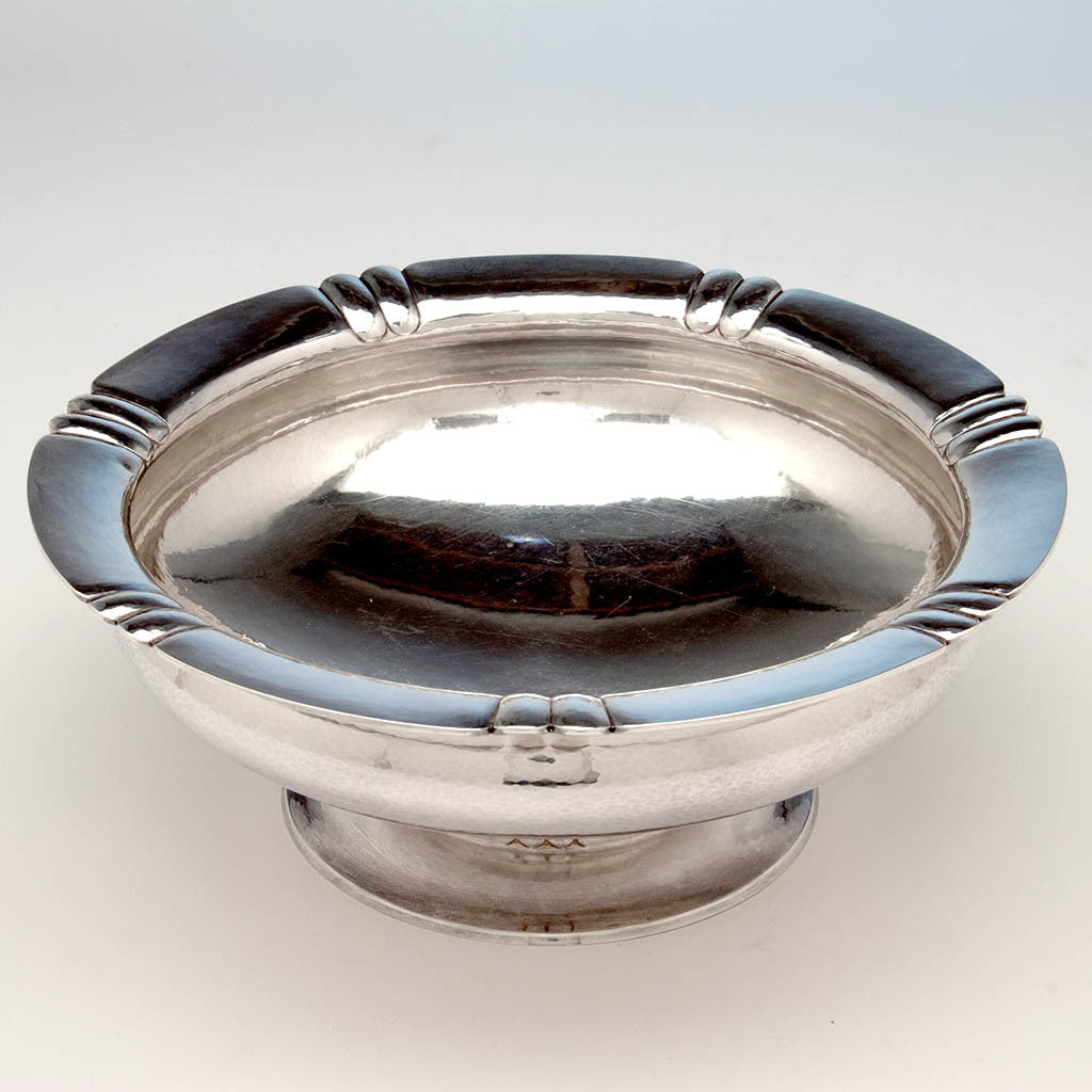 Interior of The Kalo Shop Arts &amp; Crafts Sterling Silver Hand Wrought Large Centerpiece/ Punch Bowl, Chicago, IL, 1929-34