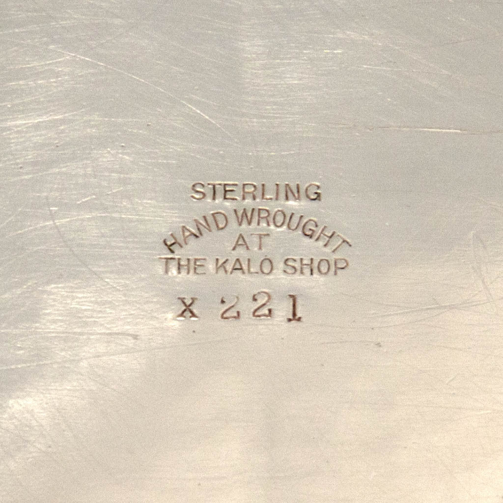 Marks on The Kalo Shop Large Hand Wrought Sterling Silver Arts &amp; Crafts Desk Tray, Chicago, IL, c. 1920&#39;s 
