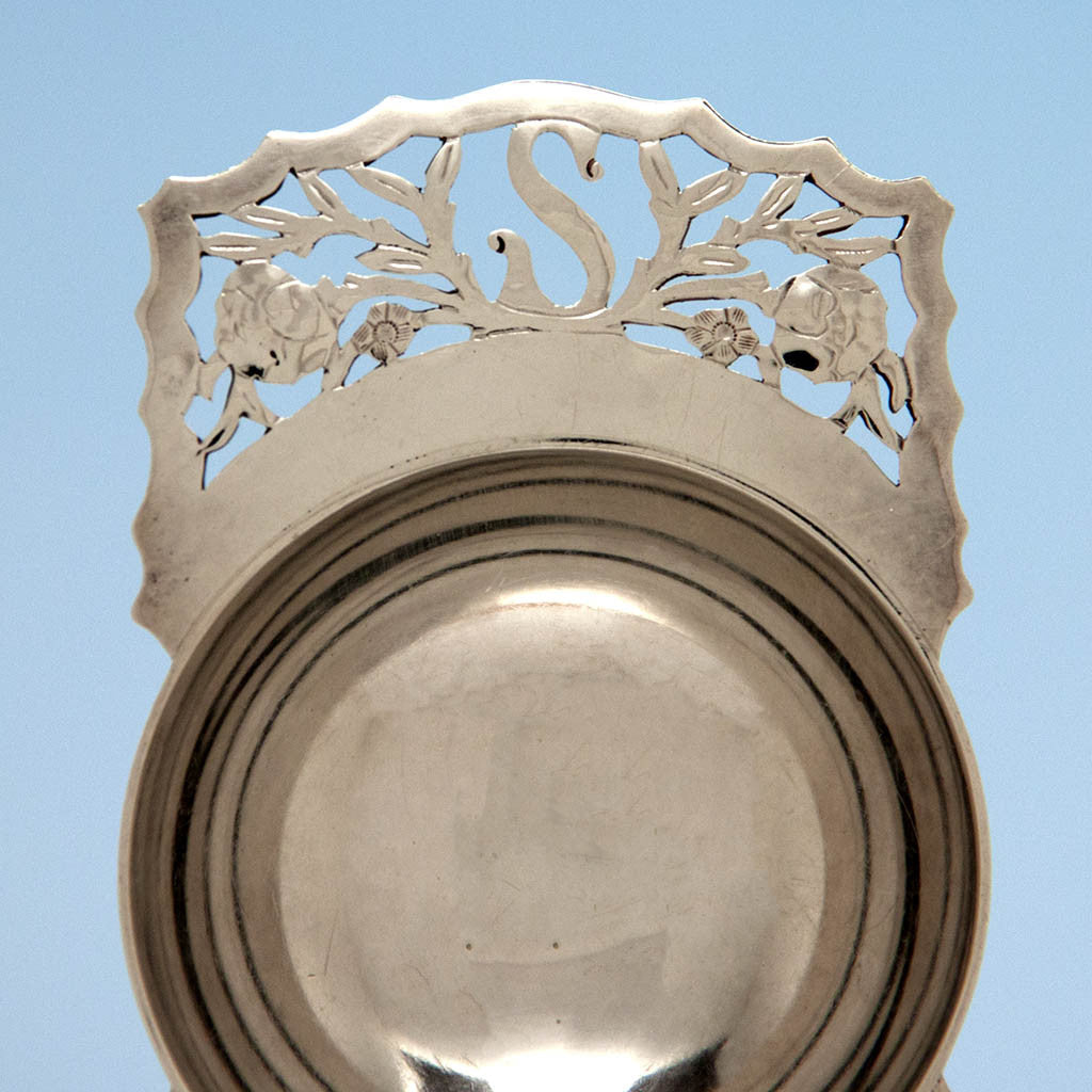 Pierced handle to Stavre Gregor Panis Pair of Sterling Silver Salt Dishes, Falmouth, Massachusetts, c. 1930&#39;s