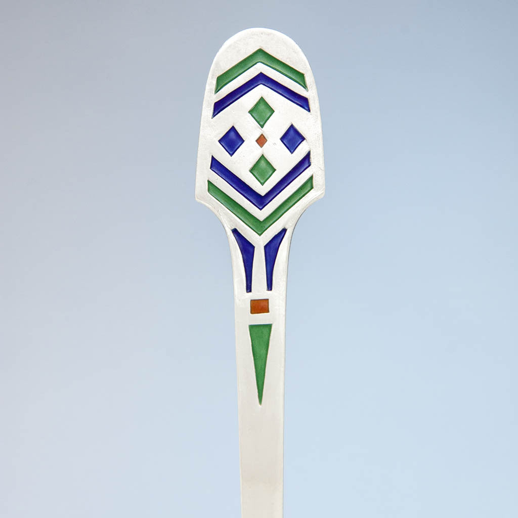 Handle to Marshall Field &amp; Company Arts &amp; Crafts Sterling Silver and Enamel Ladle, Chicago, 1903-1920&#39;s