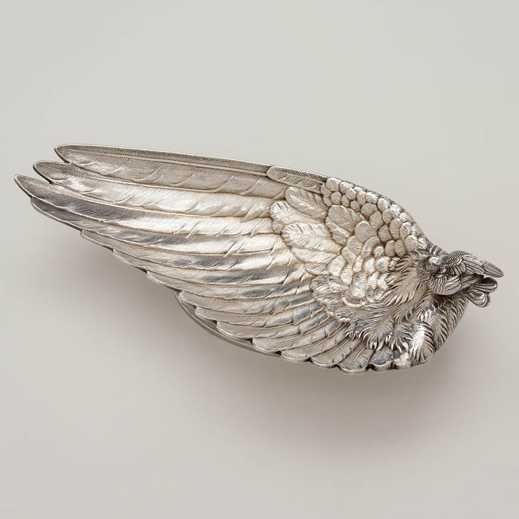 Whiting Antique Sterling Silver Figural Bird Dish, New York City, c. 1870's