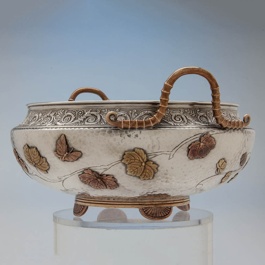 Gorham Antique Sterling Silver and Other Metals Aesthetic Movement Mixed Metals Centerpiece Bowl, 1879