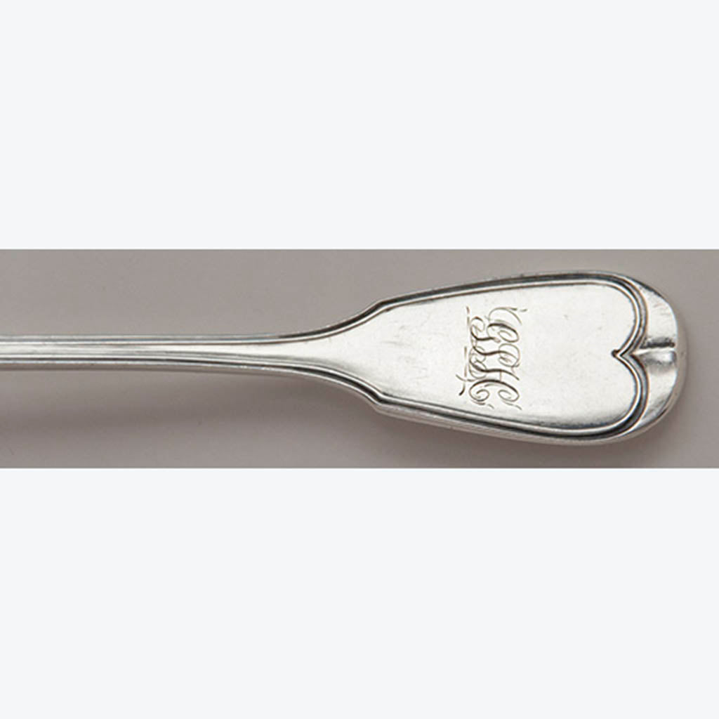 Handle to Samuel Kirk 11 oz Silver Antique Platter Spoon, Baltimore, 1830-46