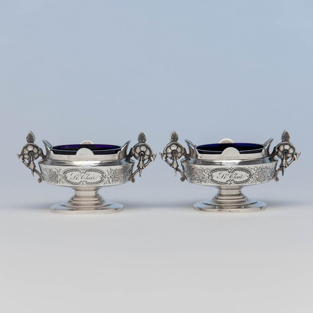 Albert Coles Pair of Coin Silver Master Salts, New York City, c. 1860