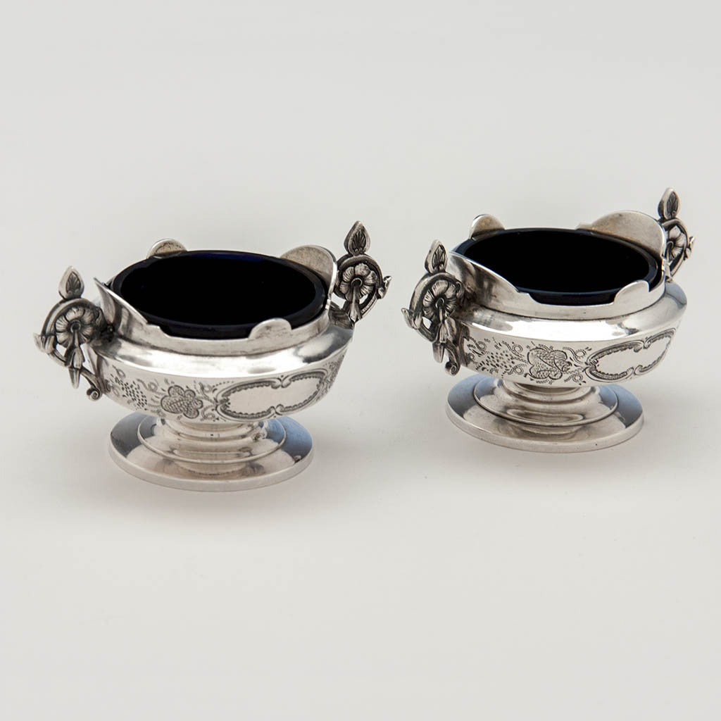 Interior of Albert Coles Pair of Coin Silver Master Salts, New York City, c. 1860