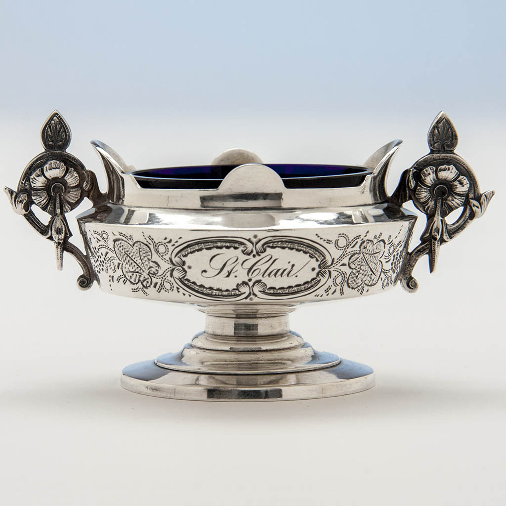 Detail of Albert Coles Pair of Coin Silver Master Salts, New York City, c. 1860