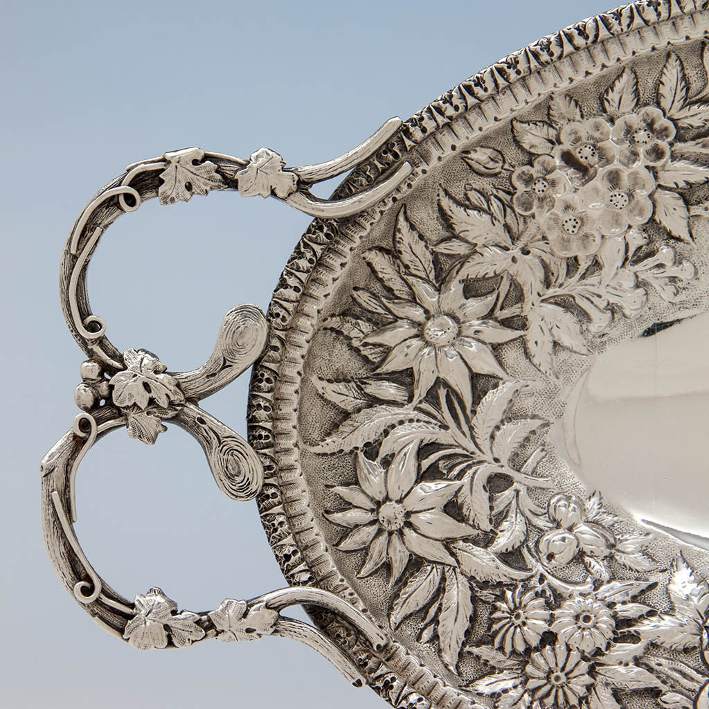 Handle to S. Kirk &amp;amp; Son 11oz Silver Antique Bread or Fruit Tray, Baltimore, MD, 1880-90