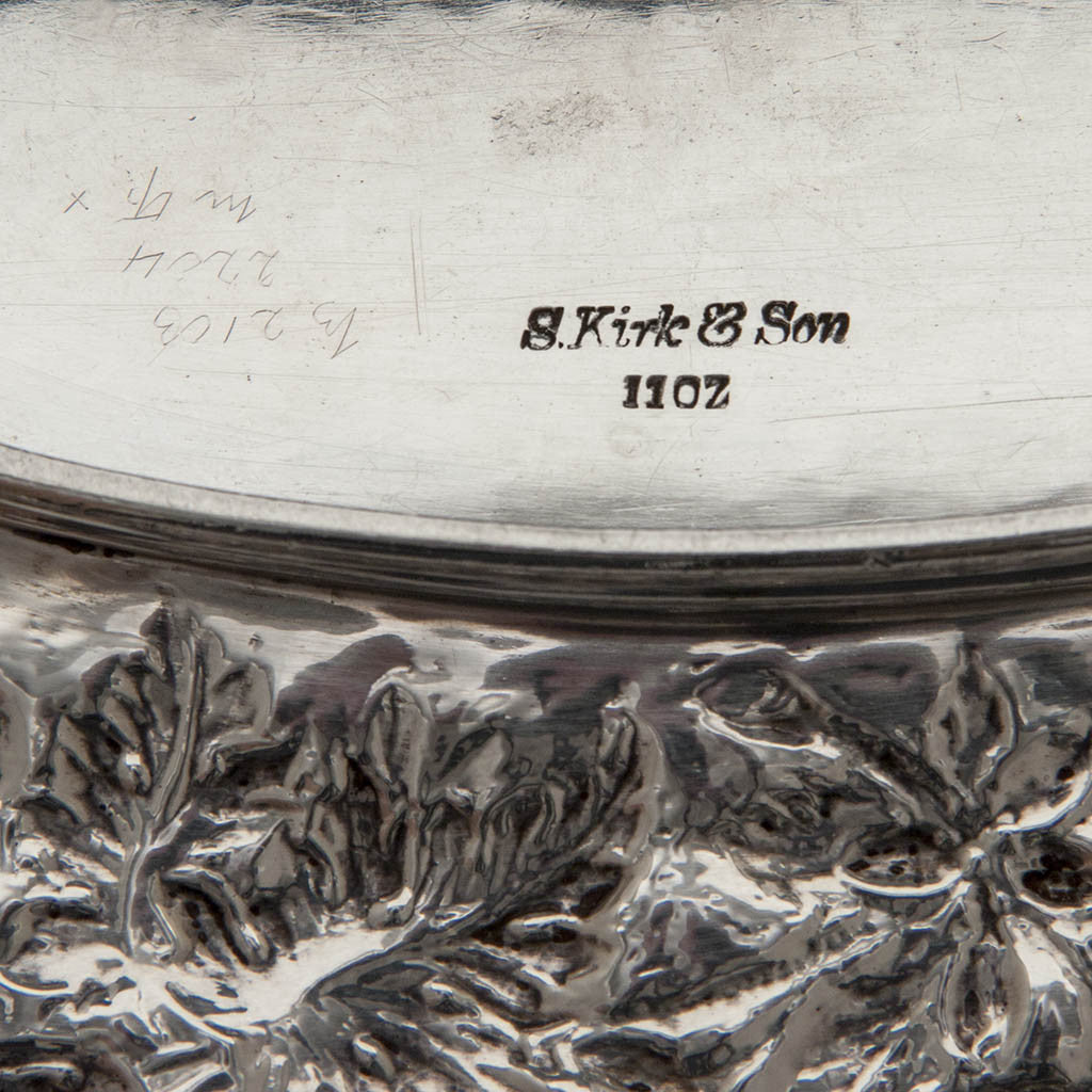Marks on S. Kirk &amp;amp; Son 11oz Silver Antique Bread or Fruit Tray, Baltimore, MD, 1880-90