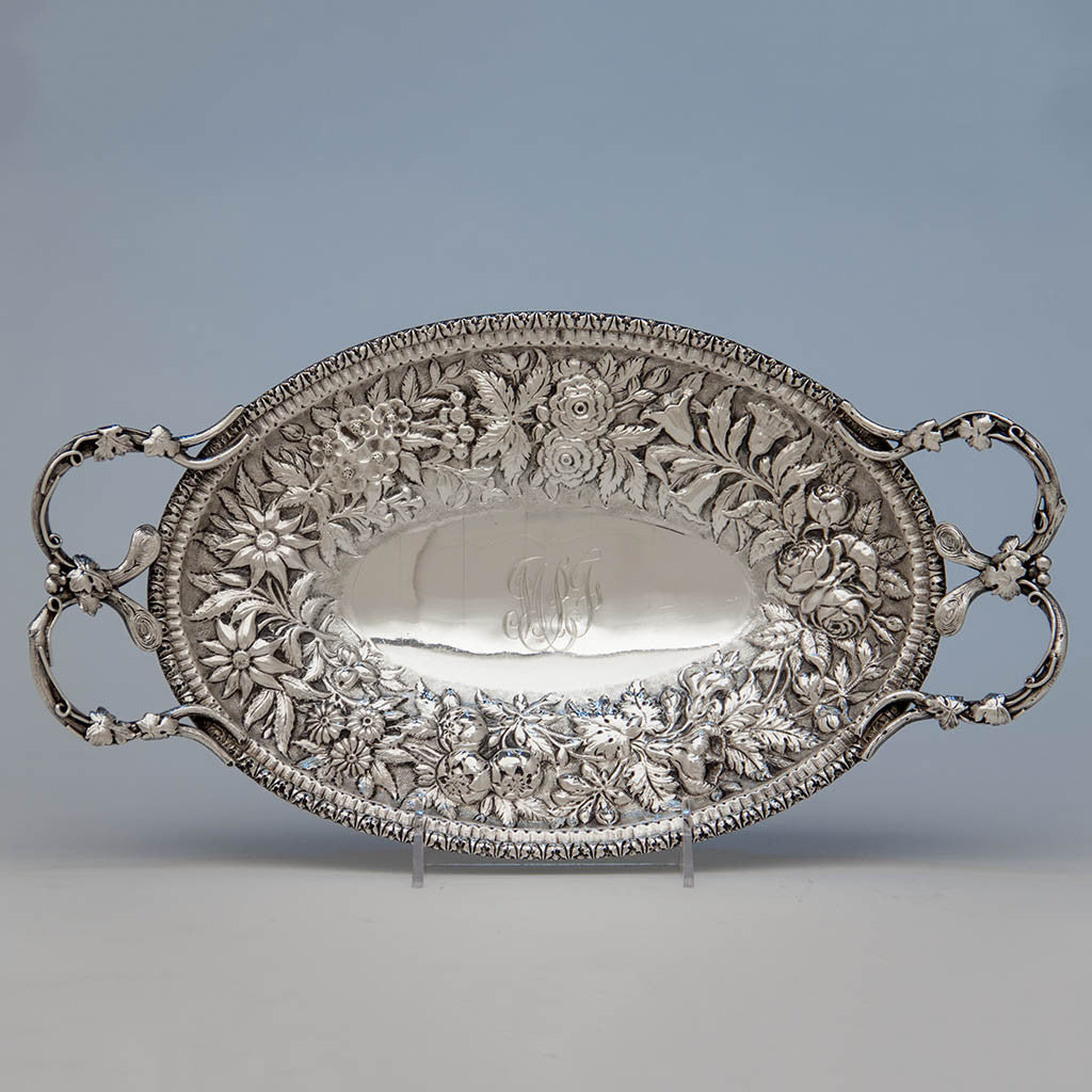 S. Kirk &amp; Son 11oz Silver Antique Bread or Fruit Tray, Baltimore, MD, 1880-90