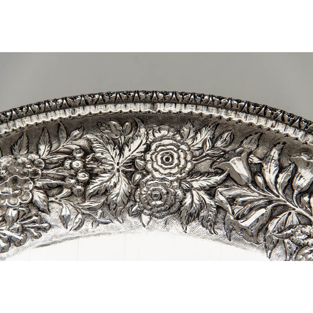 Detail of S. Kirk &amp;amp; Son 11oz Silver Antique Bread or Fruit Tray, Baltimore, MD, 1880-90