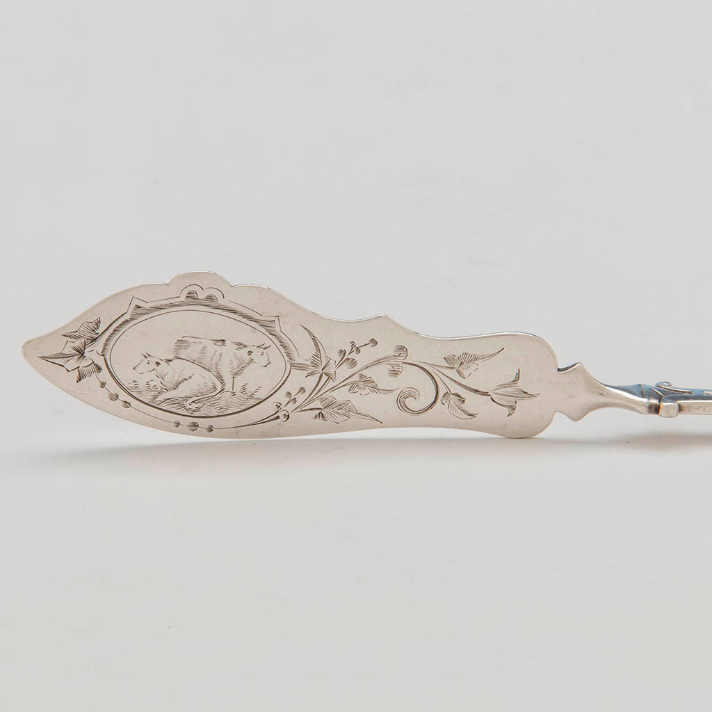 Engraving on Gorham/ Wendt &#39;Medallion Pattern Antique Sterling Flatware Service, Providence, NYC, mid 1860&#39;s